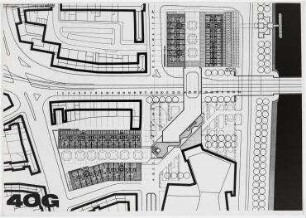 Beschränkter Wettbewerb Brückenkopf der Kennedybrücke (nicht realisiert) – Grundriss 4. OG. Bonn