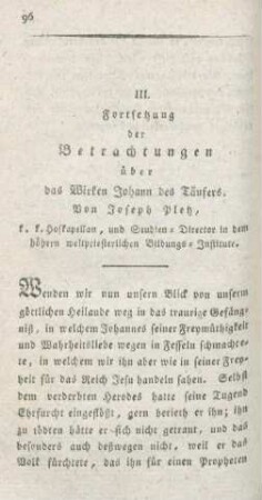 96-140 Über das Wirken Johann des Täufers : Fortsetzung