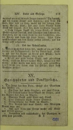 XV. Sprichwörter und Denksprüche