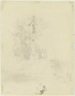 Standbild des Heiligen Petrus im Gebirge