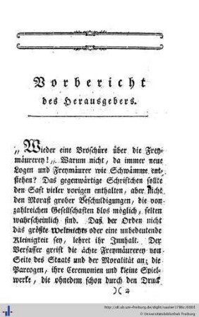 Vorbericht des Herausgebers.