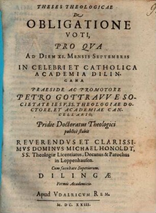 Theses theologicae de obligatione voti