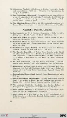 Aquarelle, Pastelle, Graphik (Nr. 366-384)