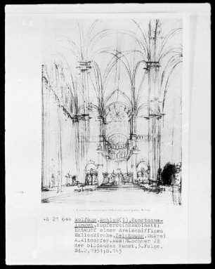Entwurf einer dreischiffigen Hallenkirche