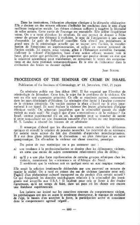 490-492, Proceedings of the Seminar on Crime in Israel