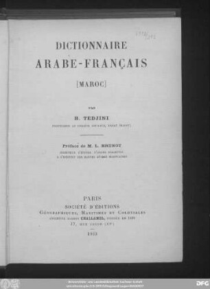 Dictionnaire arabe-français (Maroc)