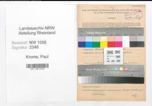 Entnazifizierung Paul Krome , geb. 12.10.1886 (Lehrer)
