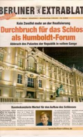 Sonderdruck "Berliner Extrablatt" zur Diskussion um den Wiederaufbau des Berliner Stadtschlosses