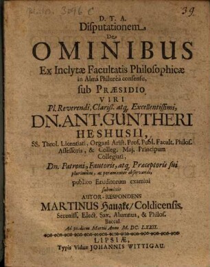 Disputationem De Ominibus