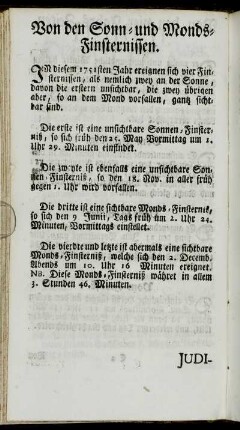 Von den Sonn- und Monds-Finsternissen.