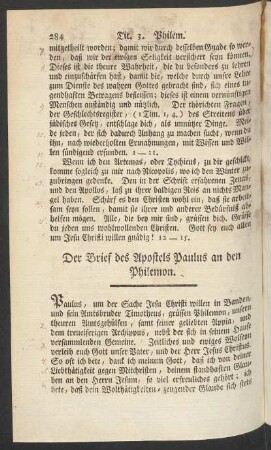 Der Brief des Apostels Paulus an den Philemon