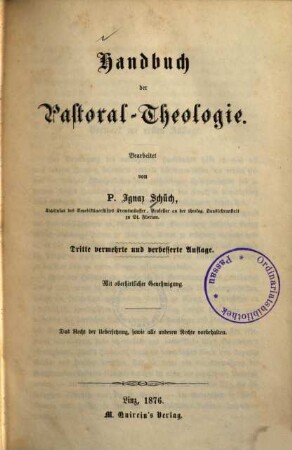 Handbuch der Pastoral-Theologie