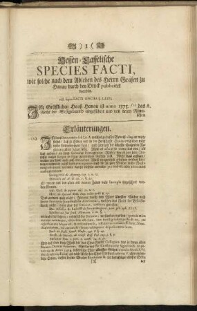 Hessen-Casselische Species Facti, [...].