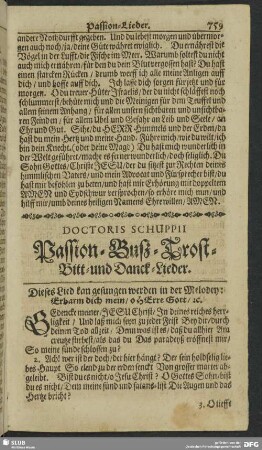 Doctoris Schuppii Passion-Buß-Trost-Bitt-und Danck-Lieder