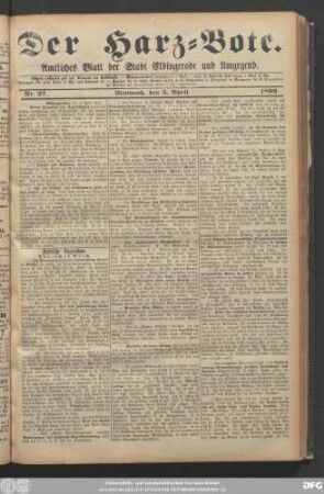 Der Harz-Bote : Elbingeröder Zeitung ; amtliches Blatt des Landratsamts Ilfeld für das vormalige Amt Elbingerode und für die Stadt Elbingerode
