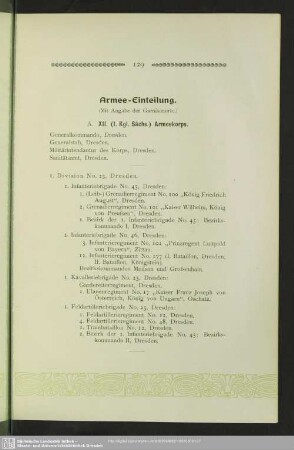 Armee-Einteilung : (Mit Angabe der Garnisionorte)