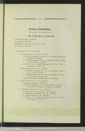 Armee-Einteilung : (Mit Angabe der Garnisionorte)