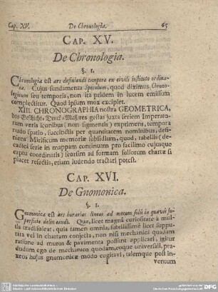 CAP. XVI. De Gnomonica.