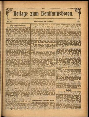 Zweite Ausgabe vom Sonntag, den 27. August 1911.
