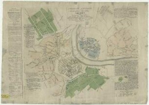 Grundriß von Dresden mit Neben- und Vorstaedten, 1:6 750, Kupferstich, 1813 : Dresdener Wegweiser oder neuentworfener Grundriß von Dresden sammt Neben- und Vorstaedten.... . 1813. (ca. 1:6 750). 54,2 x 43,8 cm (Kupferstich)