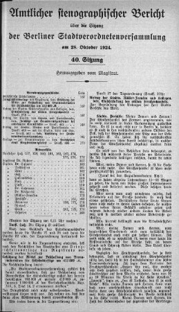 Sitzung 40, 28. Oktober 1924