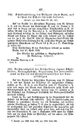 Nothwendigkeit der Beschaffung eigener Schulhäuser; Beitragspflicht; Regulirung des Interimisticums in Fällen des Einverständnisses der Baupflichtigen : [V. Elementarschulwesen]