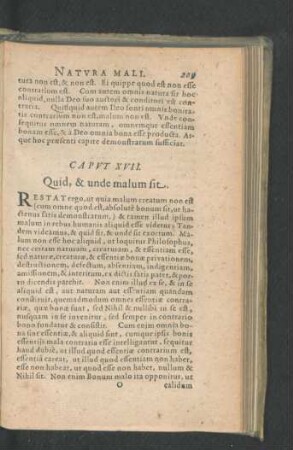 Caput XVII. Quid, & unde malum sit.