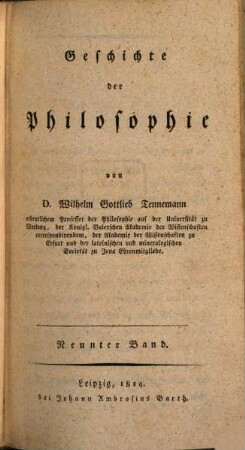 Geschichte der Philosophie. Neunter Band