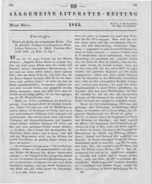 Kliefoth, T.: Theorie des Kultus der evangelischen Kirche. Parchim: Hinstorff 1844
