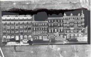 Berlin: Häuserfront Kronenstraße; Alter Zustand - Bildmontage (Repro)