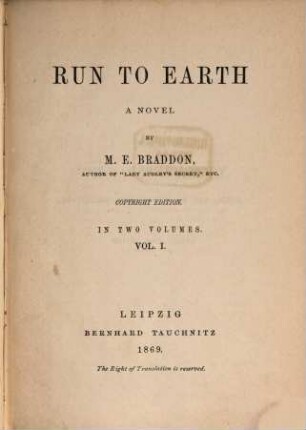 Run to earth : a novel, 1