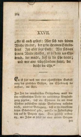 384-394, XXVII. "Es ist auch gesagt: Wer sich von seinem Weibe scheide, ...