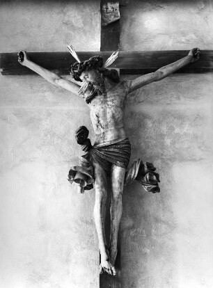 Kruzifix : Kruzifix. Holz, geschnitzt, gefaßt (1501/1515). Ingolstadt, Katholische Pfarrkirche Sankt Moritz, Vorhalle