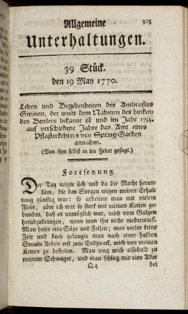 39 Stück. den 19 May 1770.