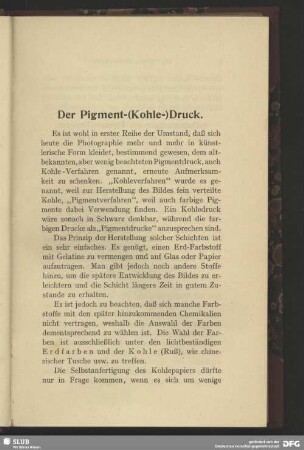 Der Pigment-(Kohle-)Druck