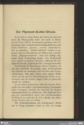 Der Pigment-(Kohle-)Druck