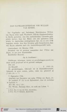 Das Nachlass-Inventar von Willem van Royen