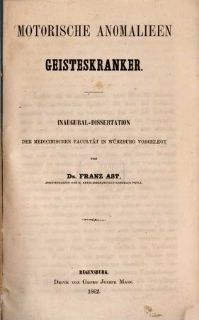 Motorische Anomalieen Geisteskranker