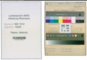 Entnazifizierung Heinrich Peters , geb. 25.02.1900 (Schlosser)