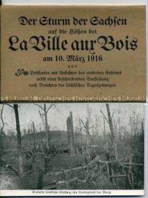 Umschlag mit 16 Postkarten zur Eroberung von La Ville aux Bois