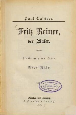 Fritz Reiner, der Maler : Studie nach dem Leben. 4. Akte