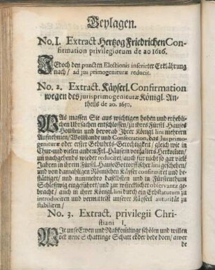 No. 1. Extract Hertzog Friedrichen Confirmation privilegiorum de ao 1616.