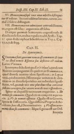 Cap. II. De Synonymis.