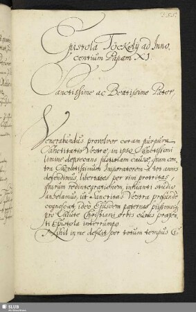 Epistola Töckelij ad Innocentium Papam XI. Cassoviae, 12. April 1684.