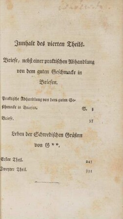 Innhalt des vierten Theils