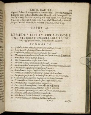 Caput XI. De Remediis Litium Circa Consuetudines Irrationalibus, Debita, Usuras, oppignorationes, fidejussiones, & dotes.