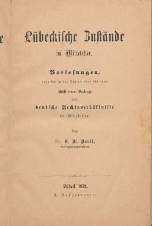 2: Vorlesungen, gehalten in den Jahren 1850 bis 1868 : nebst einem Vortrage über deutsche Rechtsverhältnisse im Mittelalter