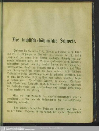 Die sächsisch-böhmische Schweiz : sächsisch-böhmische Schweiz