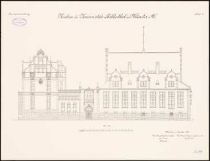 Universität Münster Bibliothek: Aufriss Vorderansicht 1:100