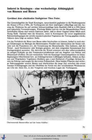 Imkerei in Kenzingen - eine wechselseitige Abhängigkeit von Bäumen und Bienen